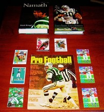 New York Jets Lot Wayne Chrebet RC + 2 Books Joe Namath Jerricho Cotchery