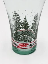 Vintage Libbey Coca Cola Christmas Glass With Pine Trees Holly Berry Beer Glass