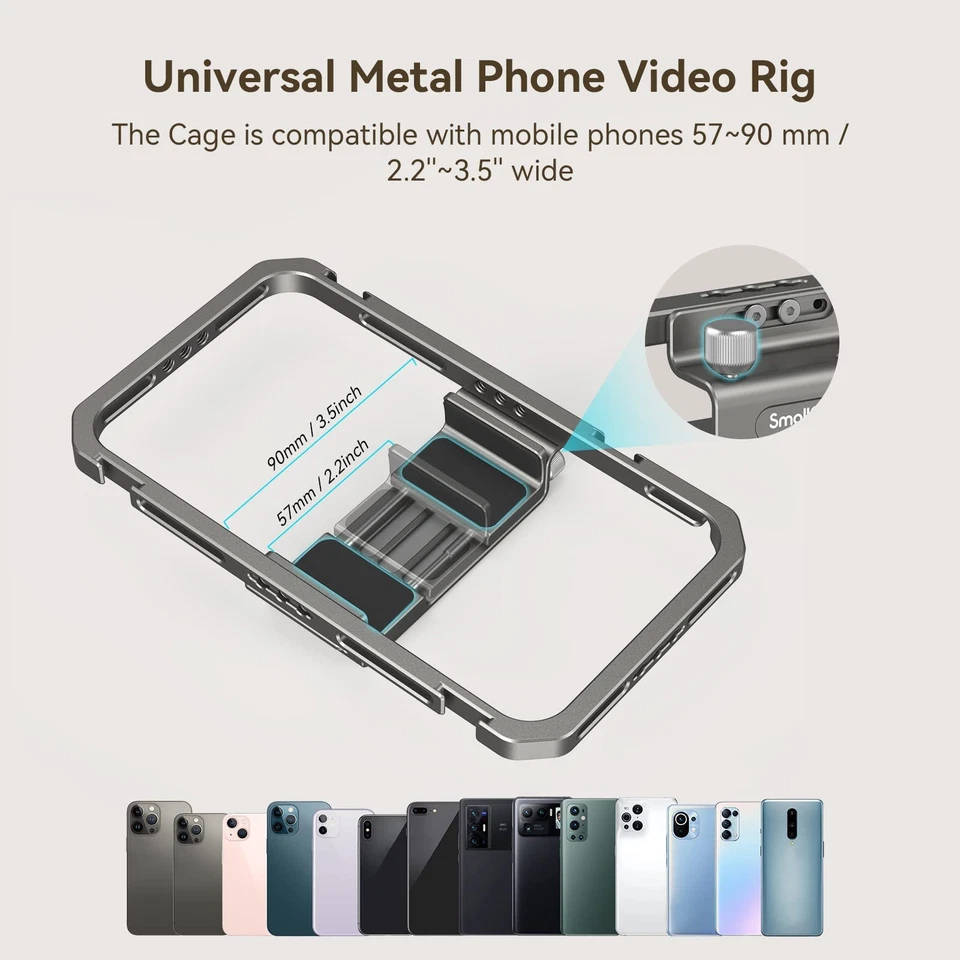 SmallRig Universal Phone Cage, Smartphone Video Rig Kit with Handles, Handhel... - Image 3 of 4