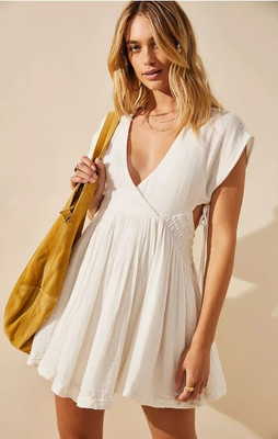 Free People Ivory Palmira Cut Out Mini Dress BNWT Size Med RRP £78