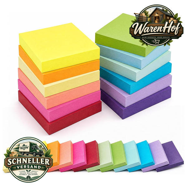 Haftnotizen 76X76Mm 1200 Blatt Bunt Klebezettel FüR BüRo Schule Zuhause-image