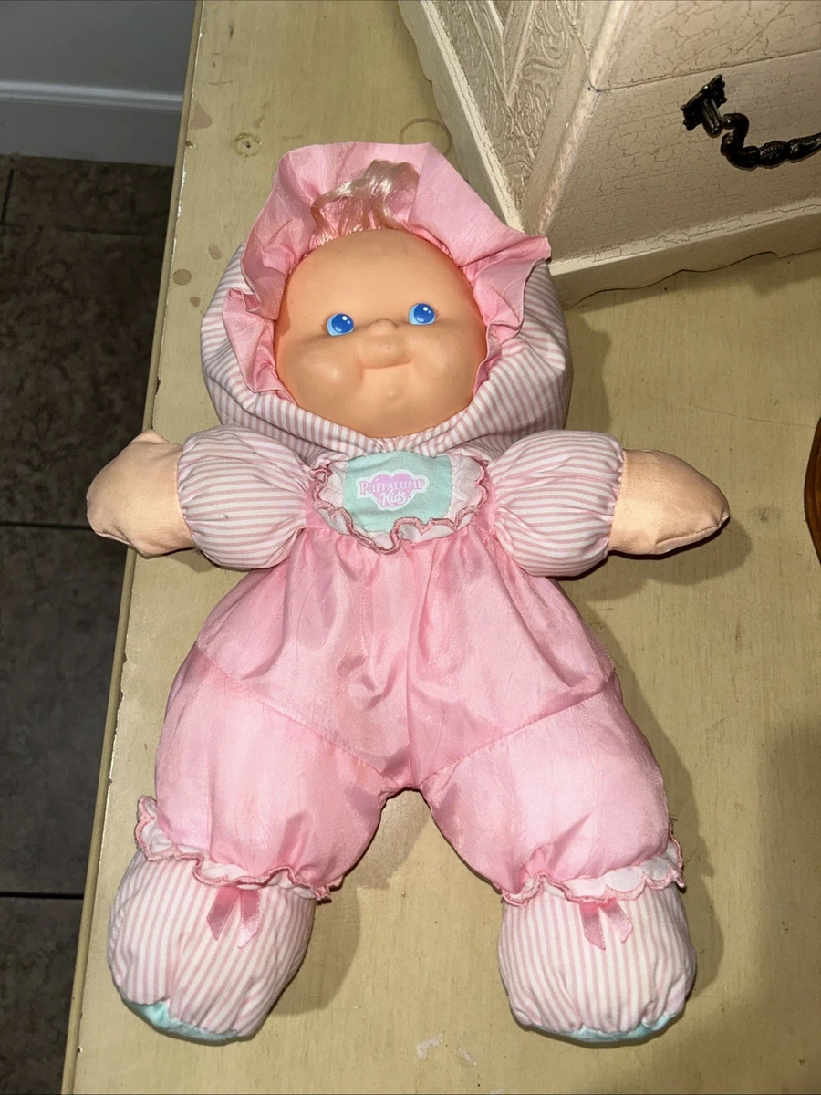 Peluche Chien Style BIKIN Puffalump Toile De Parachute Rose Noeud P Vintage 26 Cm