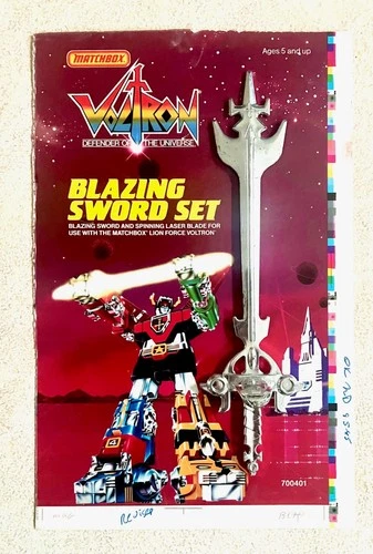 Vintage Matchbox Voltron BLAZING SWORD SET Package Proof & Sword - NOT A REPRO!
