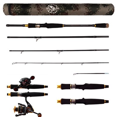 Predator Travel Spin Baitcast Rod 2.2m+1.85m Case Micro Trigger 2 Tips Set Pro