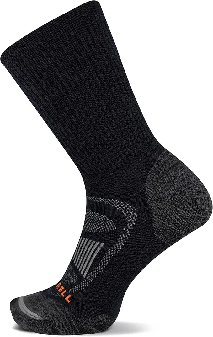 Merrell unisex Zoned Cushioned Wool Hiking Crew Socks - Breathable Arch Support