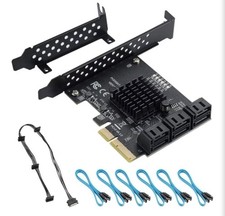 6 Ports Card with 6 SATA Cables, PCI Express 4X SATA Controller, PCI Expansion C