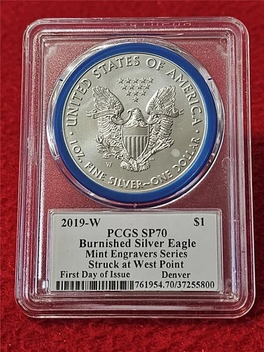 2019-W American Silver Eagle ASE DOLLAR PCGS SP 70 BURNISHED DENVER FDI FS#T1886