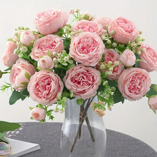 4 Bouquet 5 Head Rose Peony DIY Artificial Wedding Home Decor Same Day  