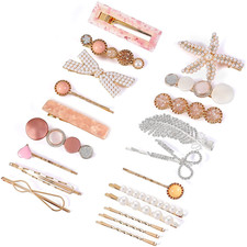 20 Pieces Pearl Hair Clips Set, Hair Barrettes Acrylic Resin Sweet Decorative...