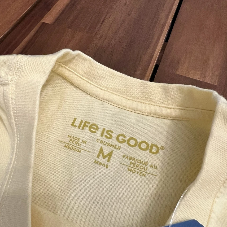 Camisa Life Is Good Camiseta Trituradora Amarilla Tortuga Marina Playa Gráfico Algodón Para Hombres M Foto 3 de 4