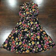 NWT! Lulus Fit & Flare Floral Chiffon Dress Womens Sz M Fully Lined Flutter Hems