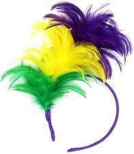 Mardi Gras Feather Fascinator Headband Tiara, Feather Headwear for Women Girls