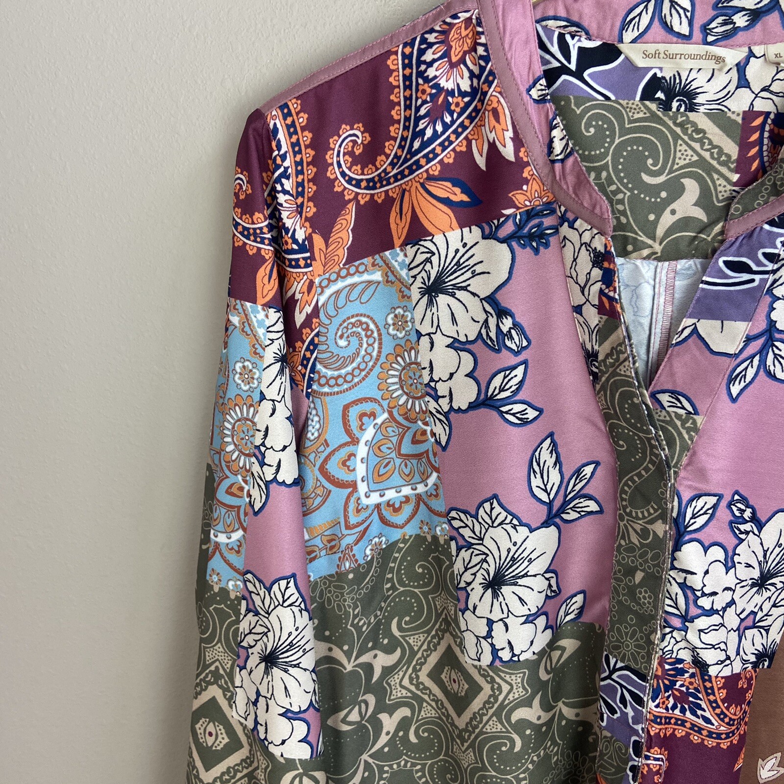 Soft Surroundings Patchwork Print Long Sleeve Tun… - image 4