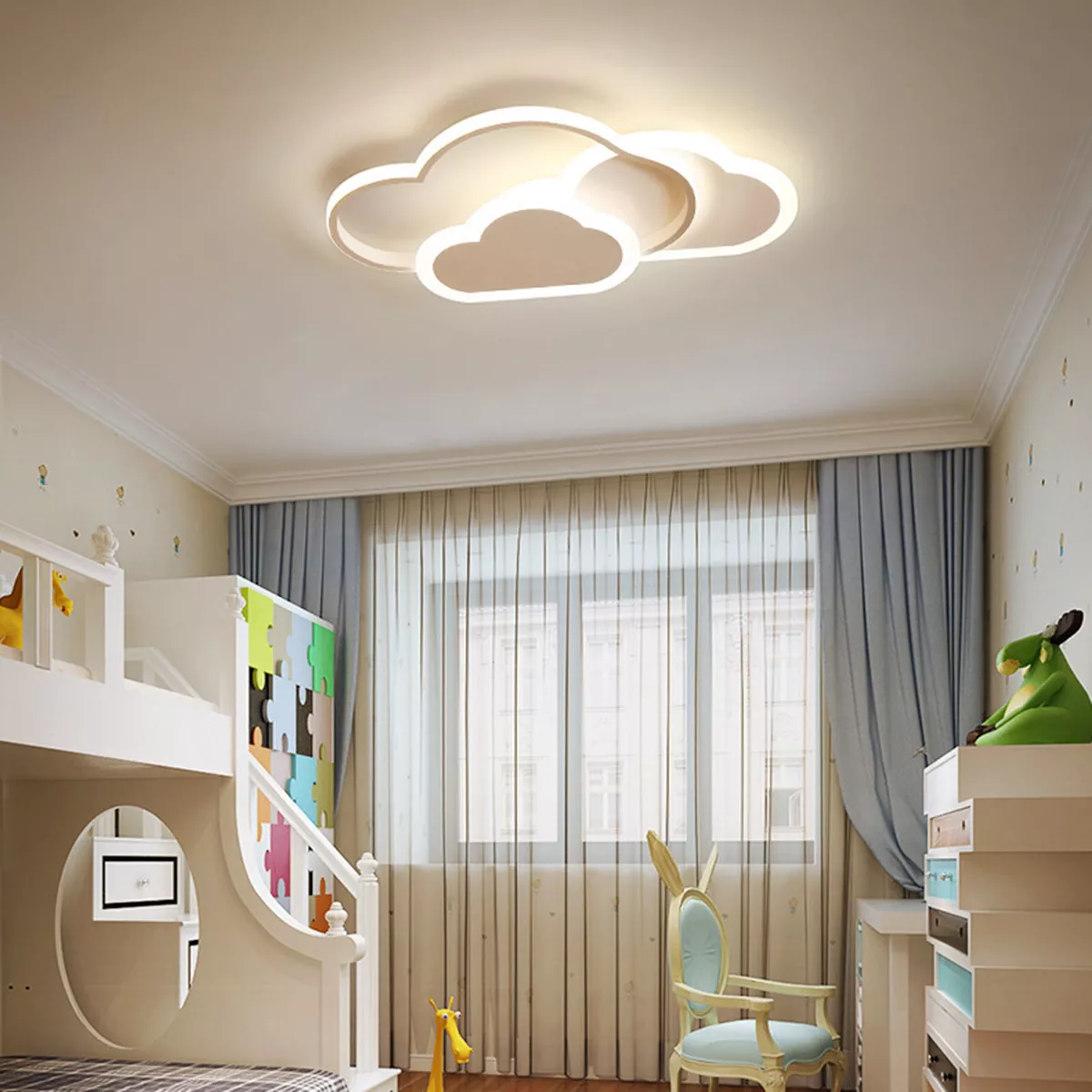 Modern Cartoon Cloud LED Ceiling Light Kids Bedroom Playroom Chandelier Lamp