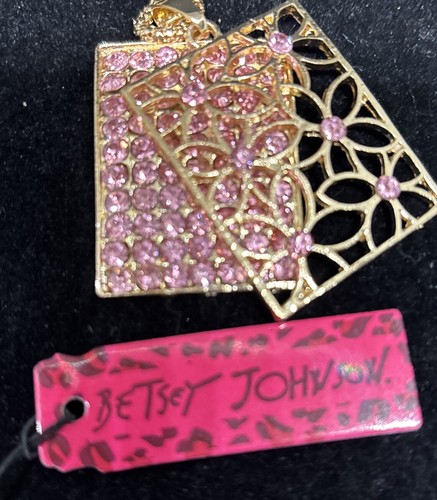 Betsey Johnson rosa Rechteck mit rosa Kristall und Blume Rechteck - Bild 4 von 11