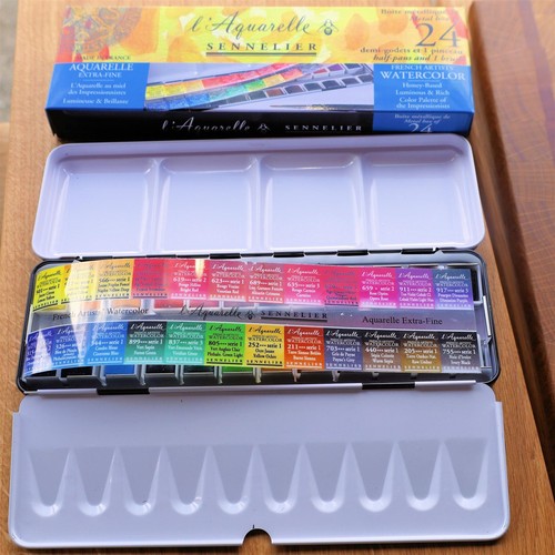 Sennelier Artists Watercolour paint pans Classic Metal 24 1/2 Pans eBay