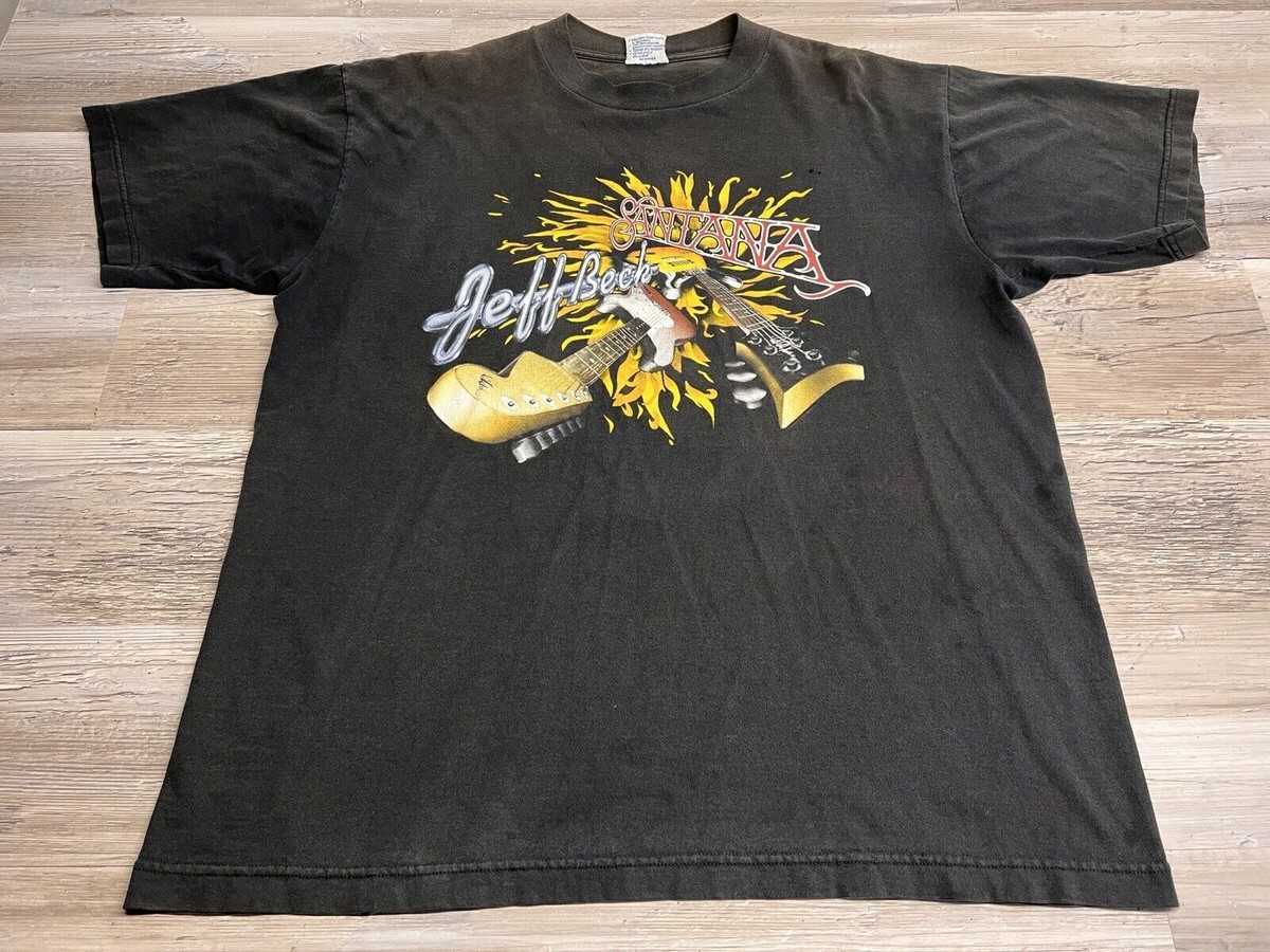 Vintage 90s Santana Jeff Beck Tour Concert T-shirt Sz XL 1995 Made 