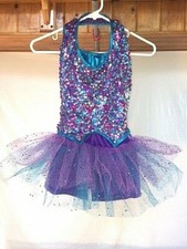 Purple Peacock Blue Youth 2 Piece Dance Costume