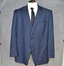 Daniel Cremieux Loro Piana Mens Blazer Size 50 Navy Blue Striped Wool Jacket