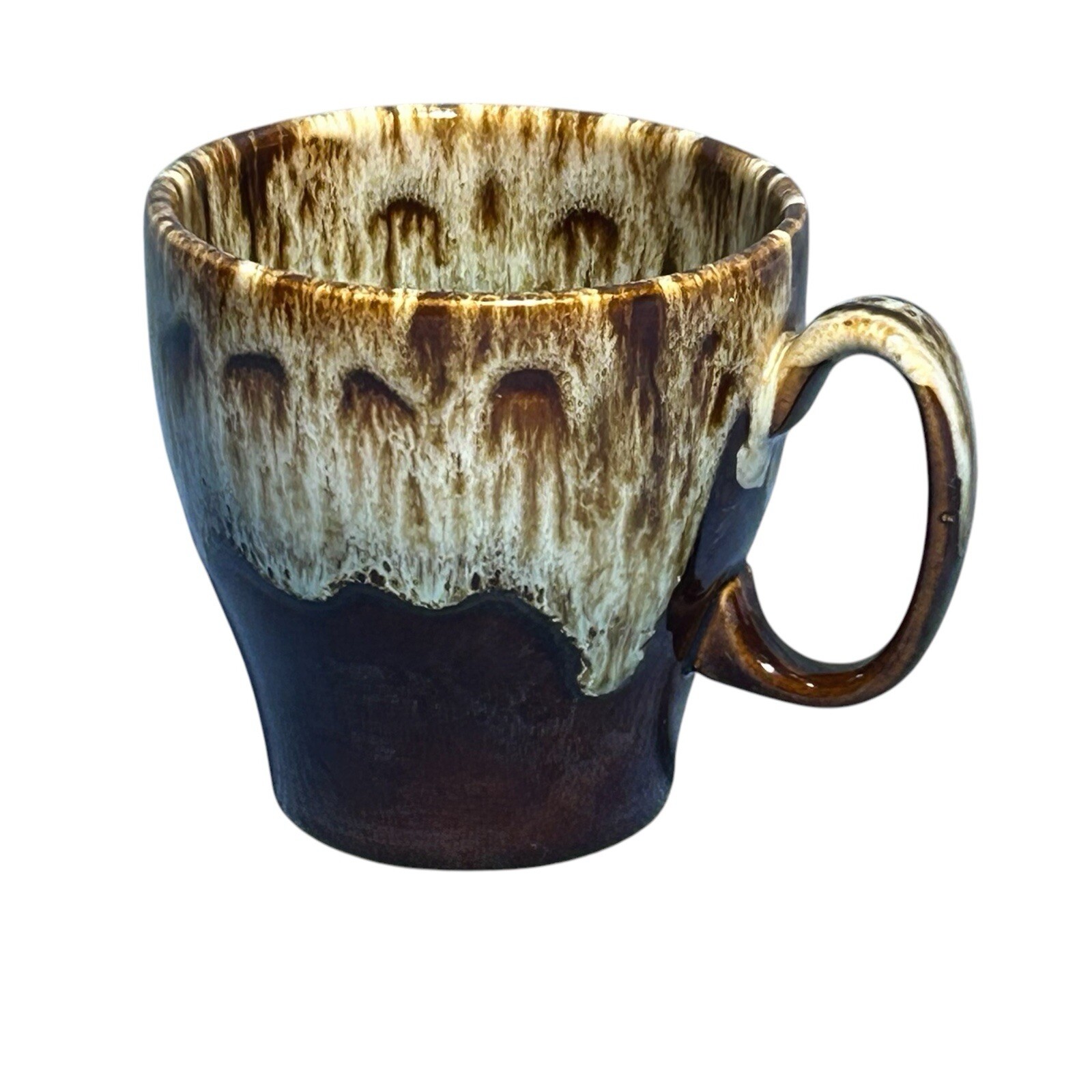 VTG Brown Drip Glaze 70s 80s Coffee Mug Cup Marked USA Retro Kitchen Decor
