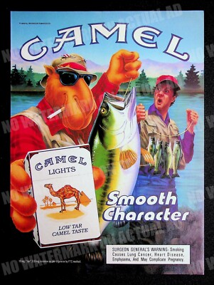 camel cigarette commercial 1990 Camel Lights Cigarettes 1990 Trade Print Magazine Ad Poster ADVERT Bass  Fishing