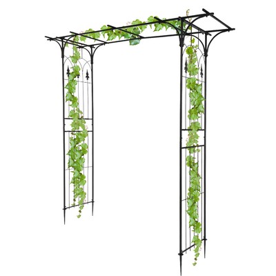 Wrought Iron Garden Climbing Frame with Flat Roof for Plants and Vines