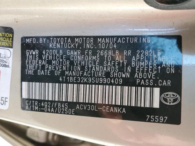 Medidor de velocímetro usado serve: 2005 Toyota Camry cluster MPH 4 cilindros LE branco n - Imagem 3 de 4