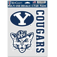 BYU Cougars NCAA Multi Use Decal Sticker Sheet-3 Fan Pack Free Shipping