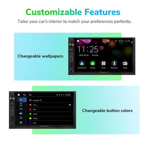 CAM+In Dash Android Auto Apple CarPlay 7" QLED 2 Din Car Stereo Radio GPS USB BT - Picture 13 of 16