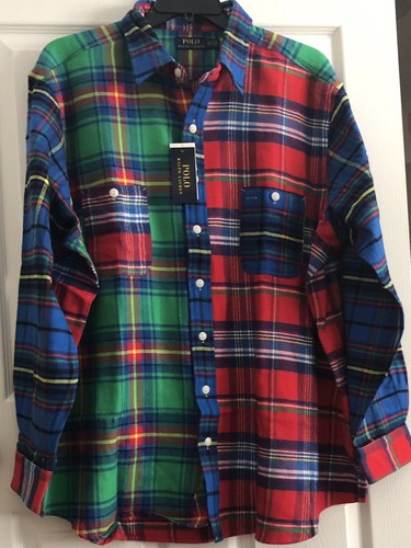 NWT POLO RALPH LAUREN Mens Big and Tall Colorblock Plaid Flannel Workshirt 2XB - Picture 4 of 6