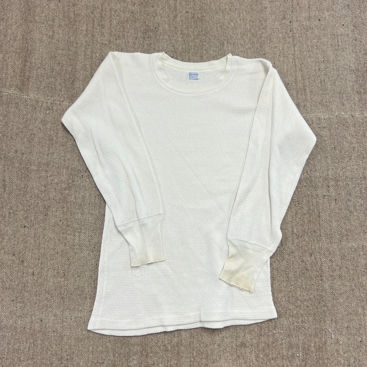Vintage Sears Thermal Shirt Mens Small White 1960s Cotton | eBay