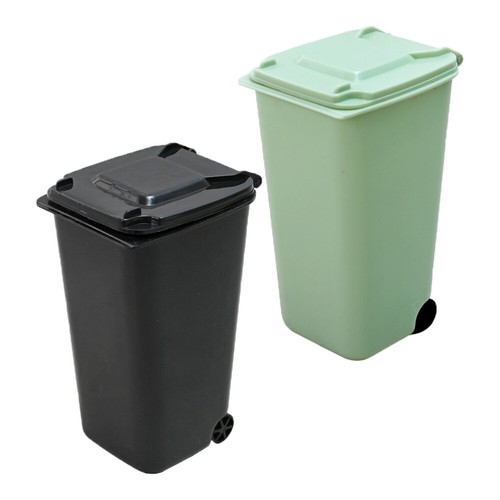 2 Pcs Desktop Abfall Bin Tischplatte Mülleimer Mülleimer Mit Räder - Bild 10 von 12
