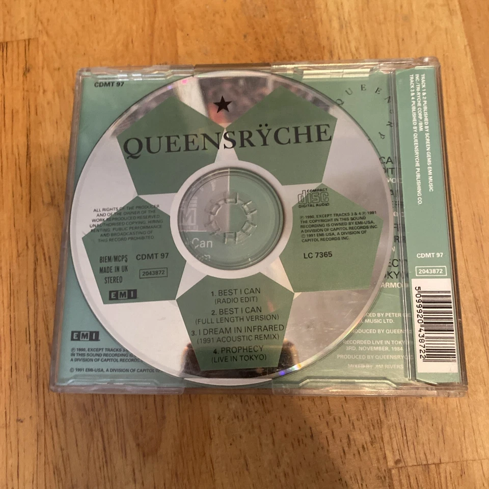 Queensryche Best I Can UK Import 4 Track CD 1991 EMI/Capitol Records Issue - Image 2 of 4