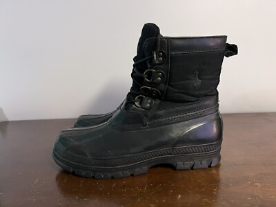 POLO Ralph Lauren Crestwick Boots Mens Size 12D Gray Black Lace up Insulated