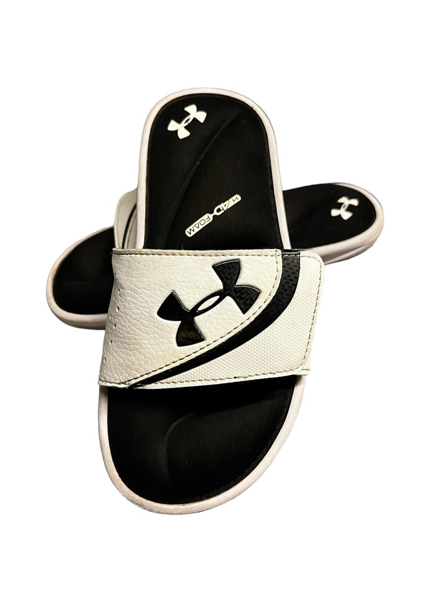 Under Armour 4D Foam Slip On White/Black Slides Size Youth Unisex 2Y EUC