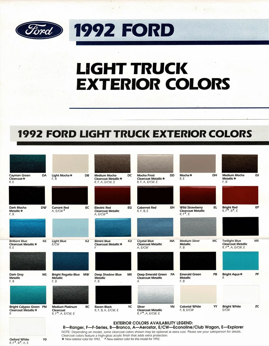 Ford Ranger Paint Codes Color Charts, 53 OFF