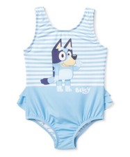 New Toddler Girl Bluey Striped One Piece Swimsuit 2 3 4