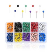 600 Pcs Colored Map Push Pins Round Head Marking Pins for Bulletin Cork Board
