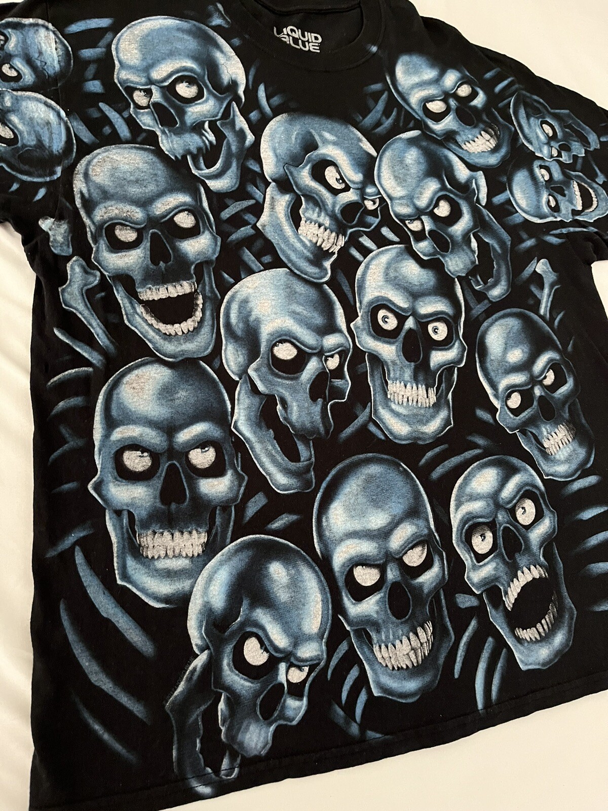 Liquid blue astroworld skull pile t shirt Juicy J Travis Scott