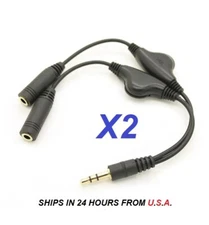 3.5MM Headphone Stereo Audio Y Splitter Cable Cord With Separate Volume Controls
