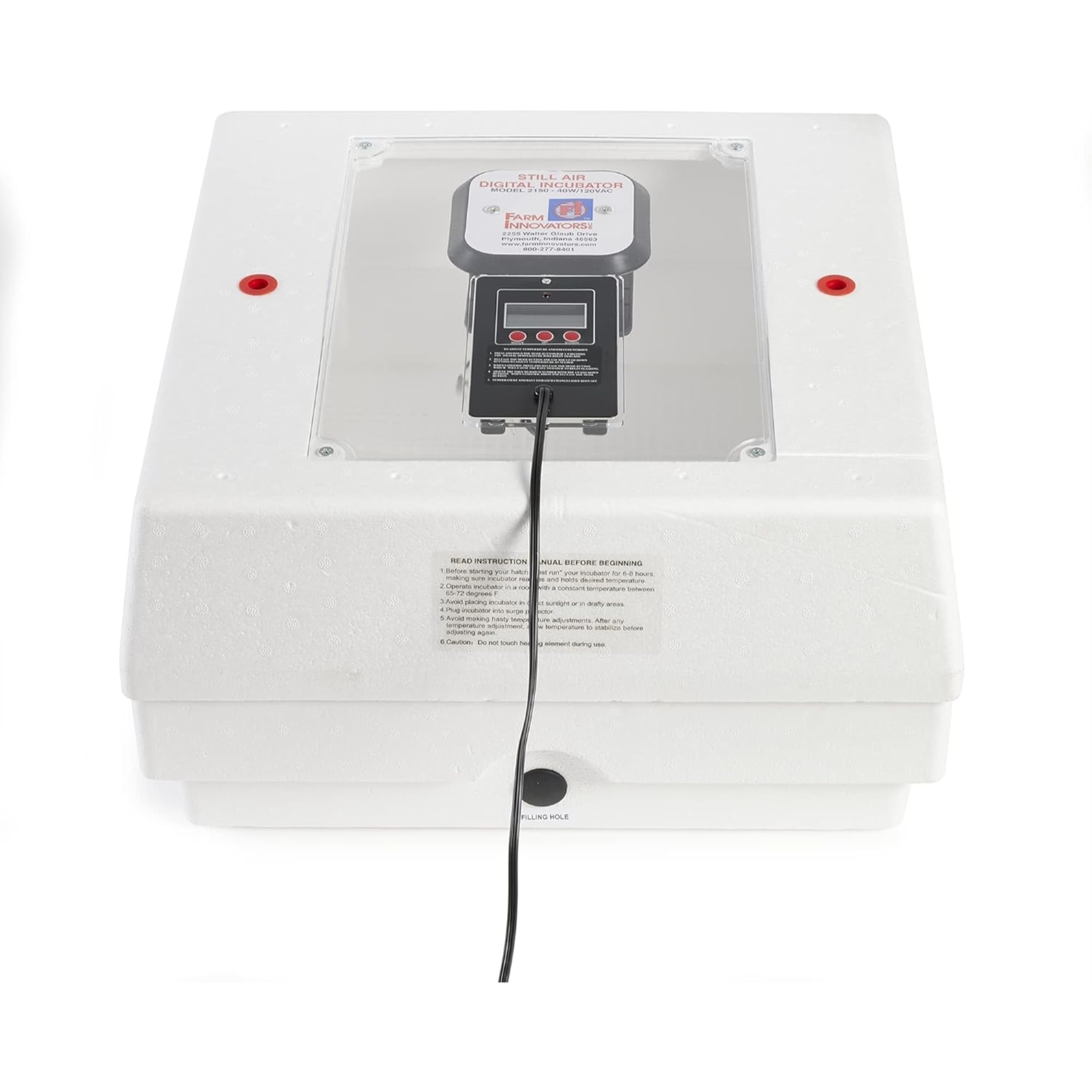 Farm Innovators Heated Display Still Air Incubator for 4 Dozen Eggs