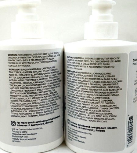 (2-Pk) ADVANCED CLINICALS ~ VITAMIN C + HYALURONIC Brightening FACE BODY & CREAM - Picture 3 of 3