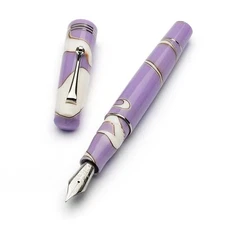 Leonardo Momento Zero Fountain Pen in Nuvola Lilac with Silver trim - 1.5 Stub