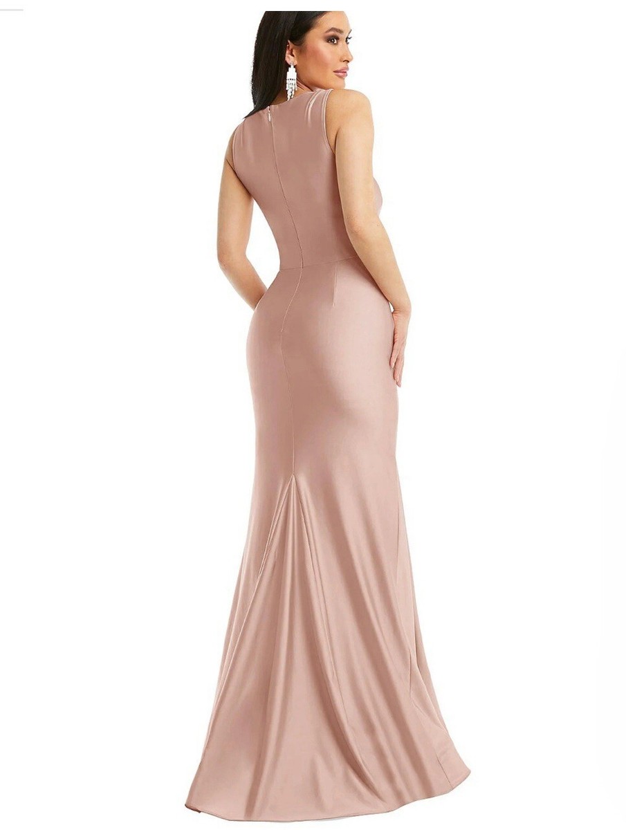 CYNTHIA & SAHAR FREYA CS113 DESSY DRESS MEDIUM NEW NWT TOASTED SUGAR SQUARE  NECK