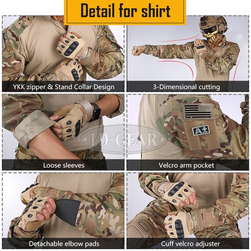 IDOGEAR G3 Combat Uniform Shirt & Pants BDU Set w/ Knee pads Clothing Paintball - Picture 9 of 14