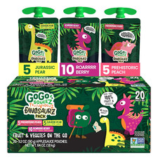 Gogo Squeez Fruit  Veggiez Applesauce and Puree Variety Pack, Jurassic Pear, Ro
