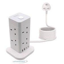 Tower Extension Lead [13A 3250W] Surge Protector Extension Lead, 8 AC Outlets
