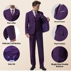 Slim Fit Dress Suit Blazer 3 Piece Jacket Vest Pants Tie, Purple, M | eBay