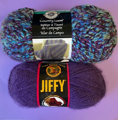 Loops Threads LOT COUNTRY LOOM Yarn WIZARD Blue Purple & Violet LION BRAND JIFFY
