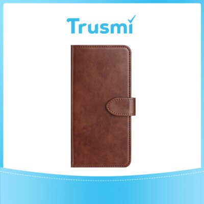 TRUSMI iPhone 14 Pro Max Cowhide Leather Wallet Case with Card Slot Dark Brown